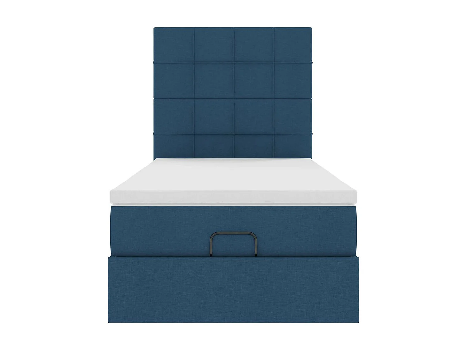 Estructura de cama otomana con colchón tela azul 100x200cm