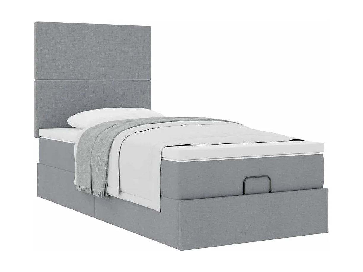 Ottoman bed met matras 80x200cm stof lichtgrijs