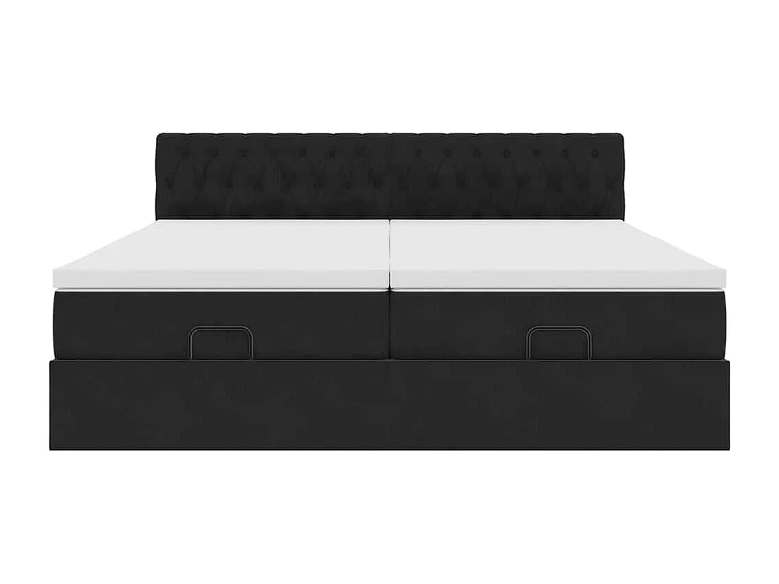 Cadre de lit ottoman avec matelas noir 200x200cm velours