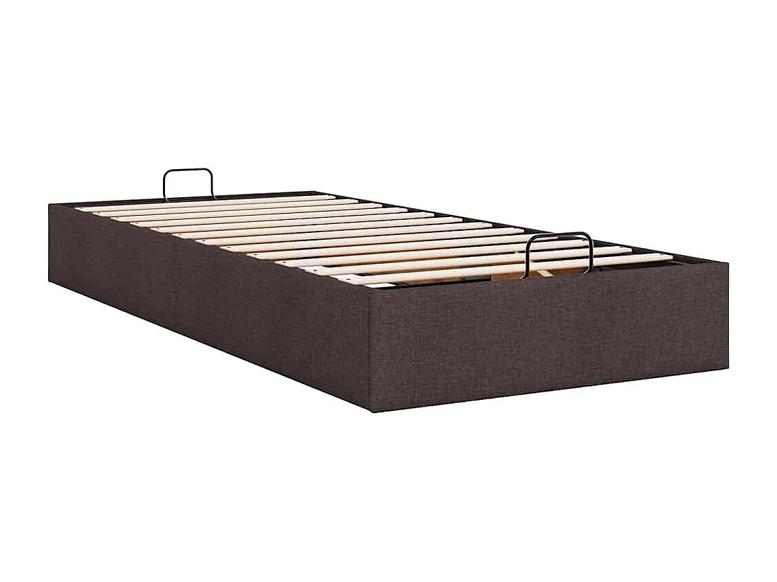 Cadre de lit ottoman sans matelas marron foncé 90x200 cm tissu