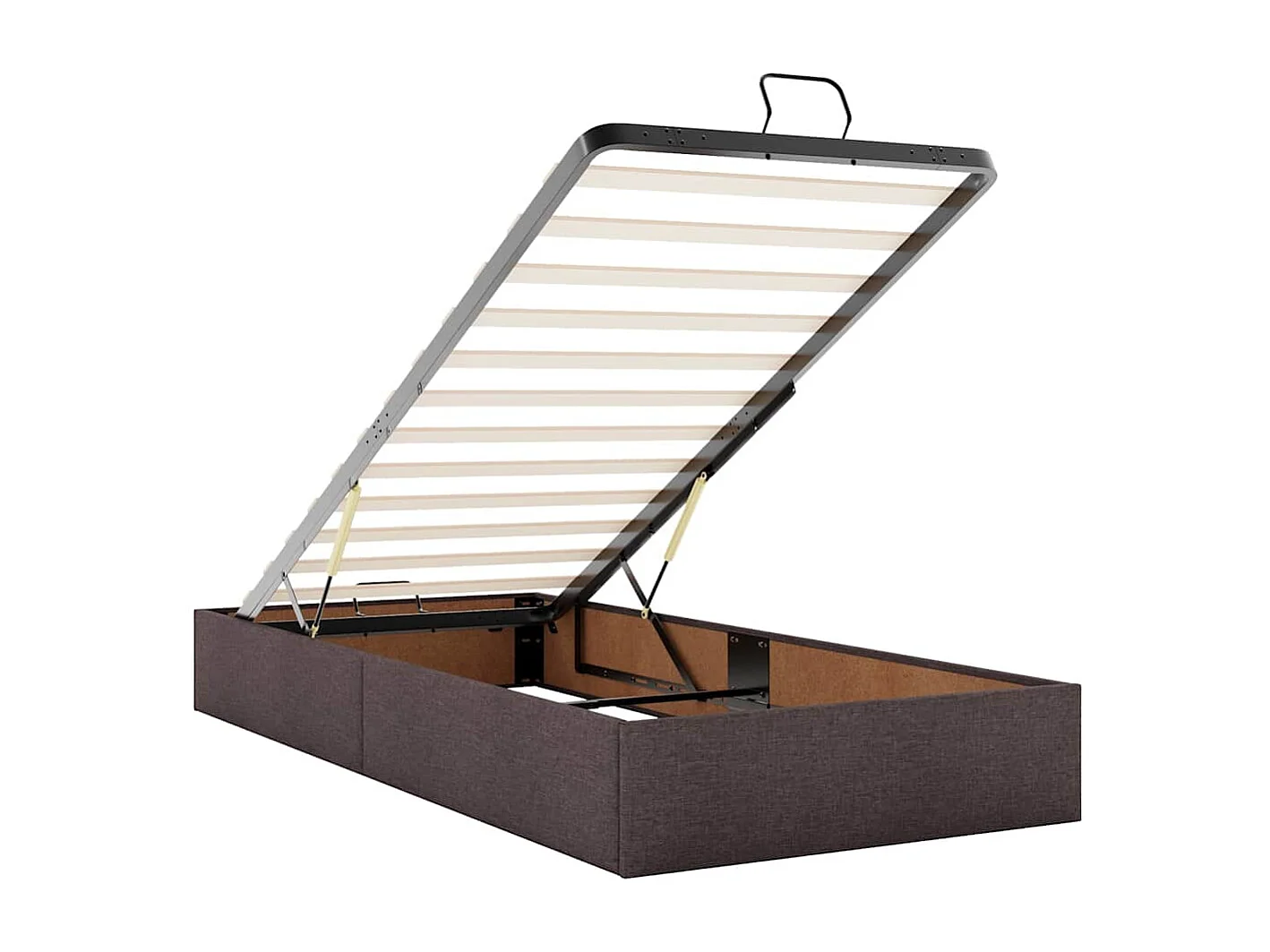 Cadre de lit ottoman sans matelas marron foncé 90x200 cm tissu