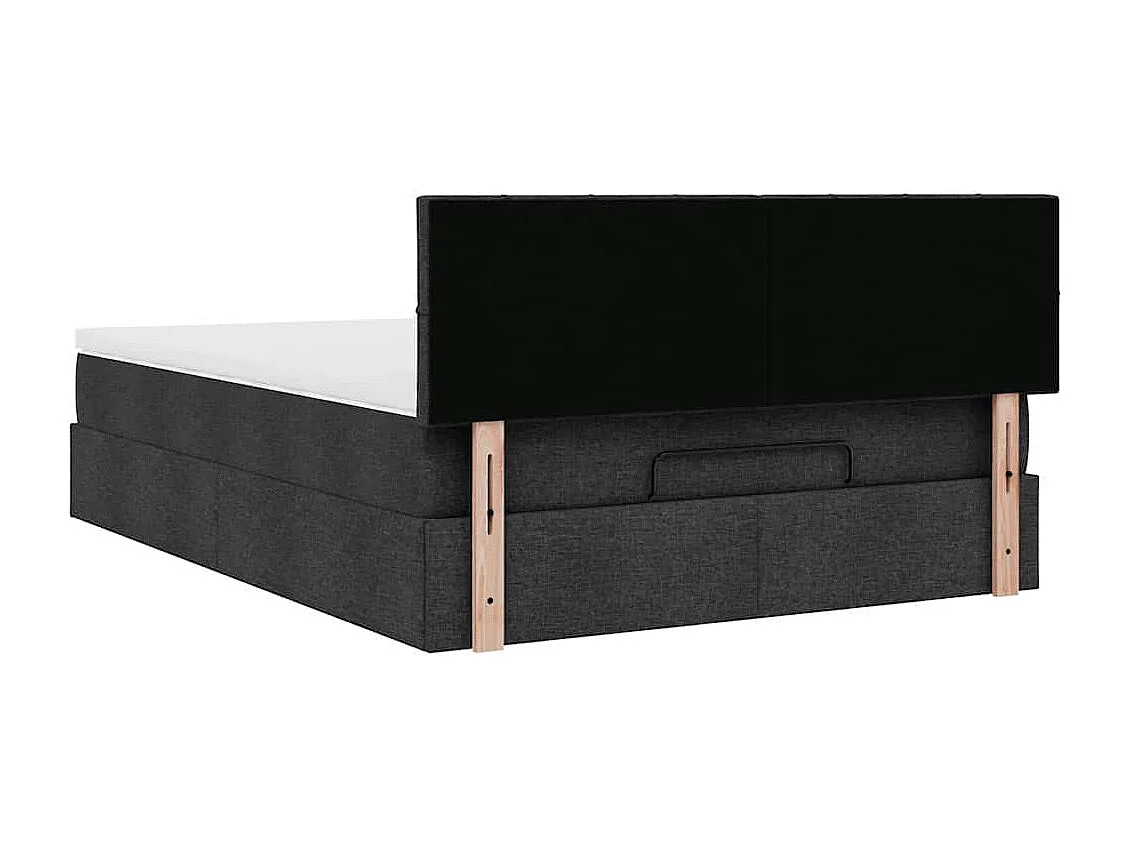 Lit ottoman avec matelas noir 140x200 cm tissu