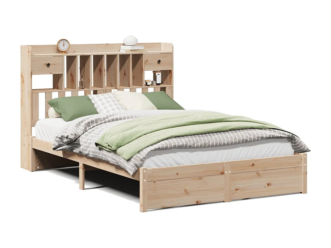 Bed met boekenkastukkenzonder matras massief grenenhout 150x200 cm