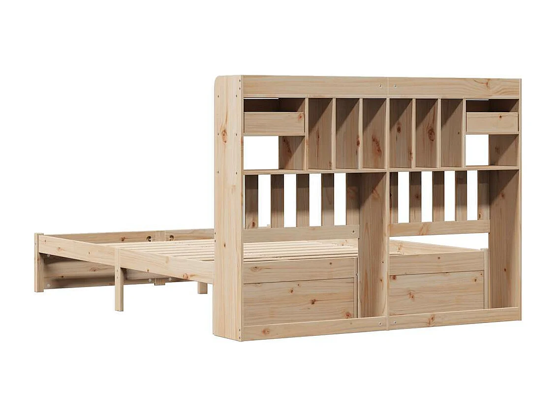 Bed met boekenkastukkenzonder matras massief grenenhout 150x200 cm