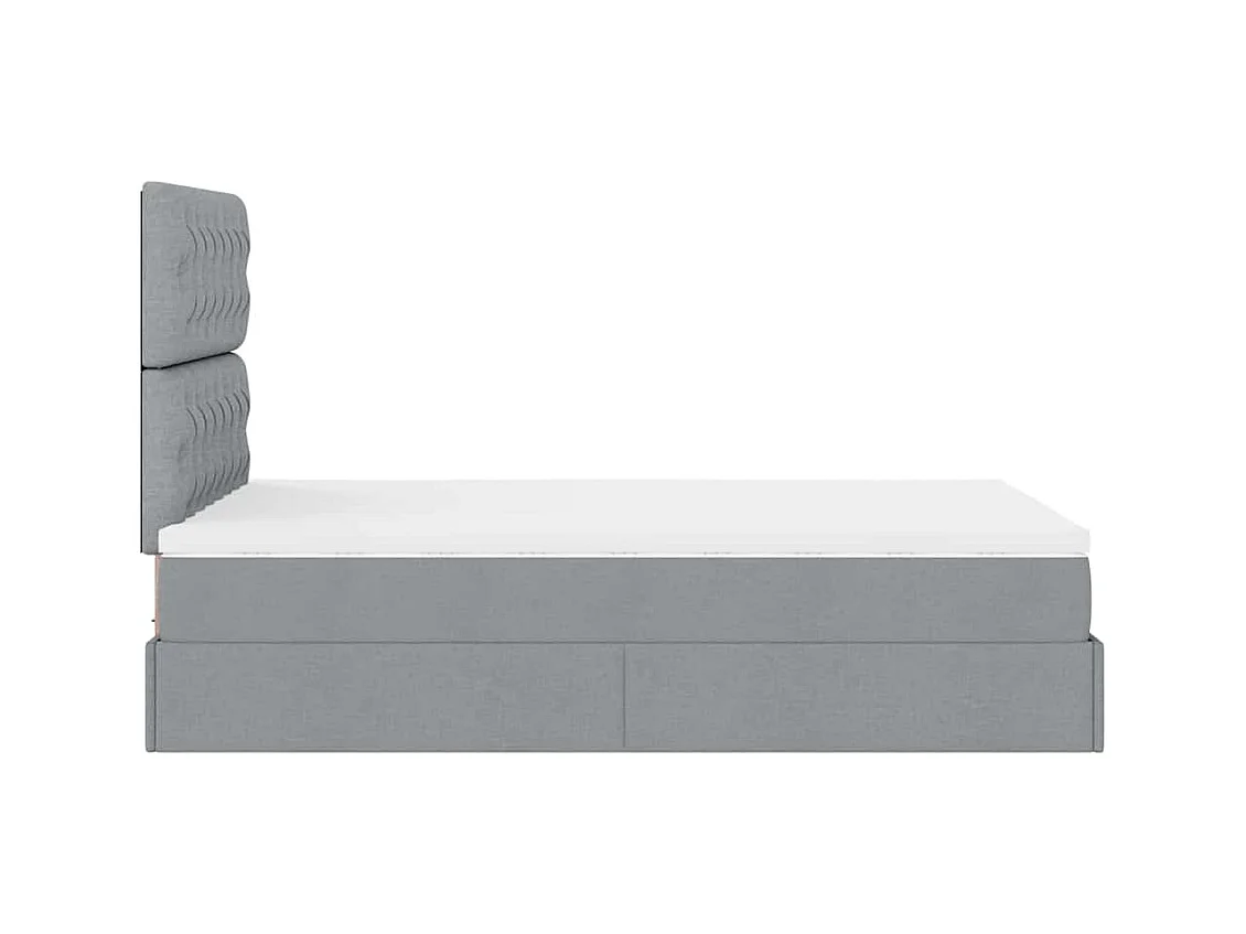 Cadre de lit ottoman avec matelas gris clair 120x190 cm tissu