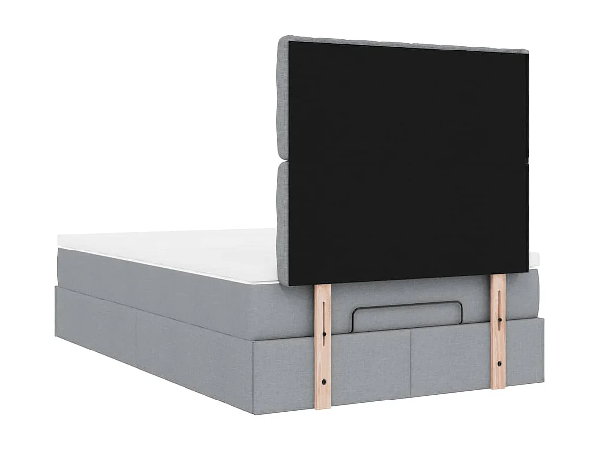 Cadre de lit ottoman avec matelas gris clair 120x190 cm tissu