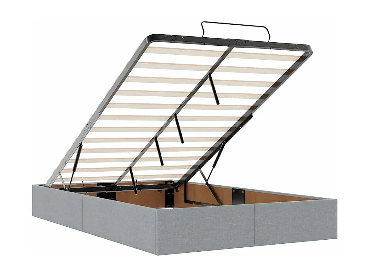 Cadre de lit ottoman avec matelas gris clair 120x190 cm tissu