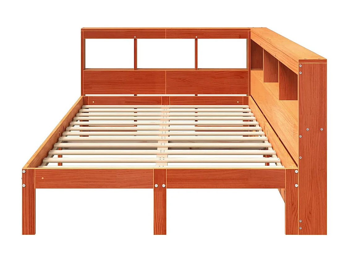 Lit bibliothèque sans matelas cire marron 120x190cm pin massif
