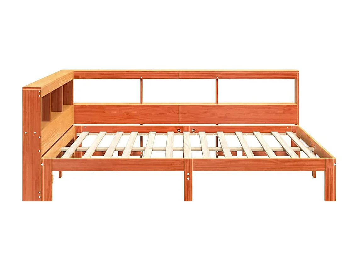 Lit bibliothèque sans matelas cire marron 120x190cm pin massif