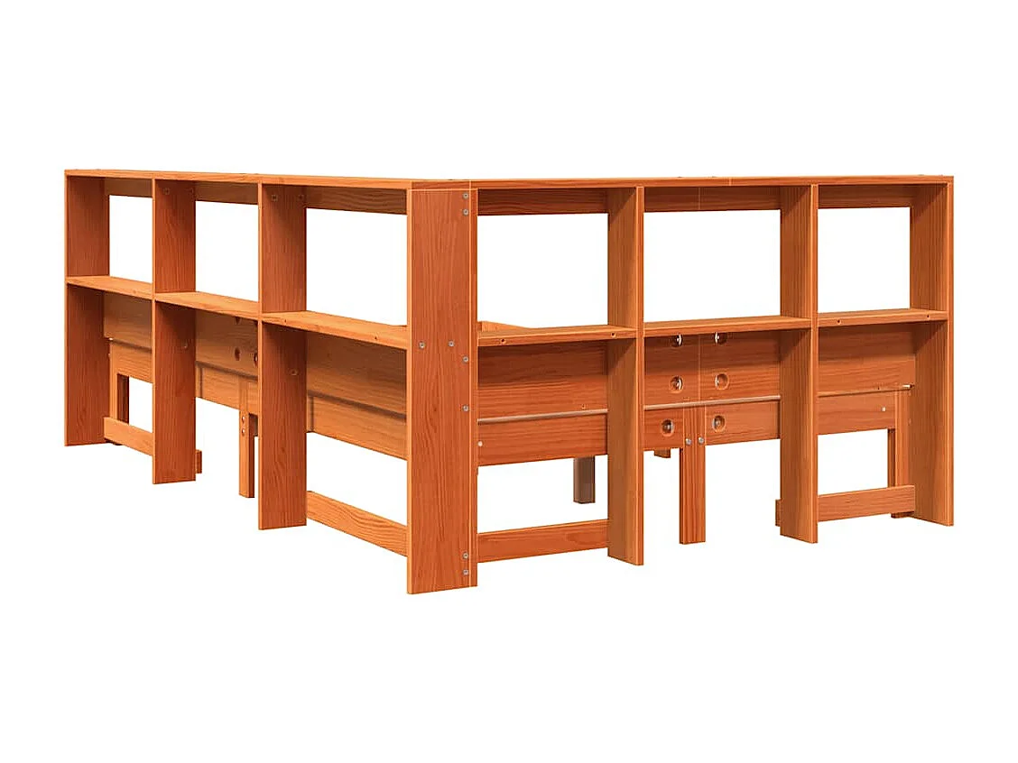 Lit bibliothèque sans matelas cire marron 120x190cm pin massif