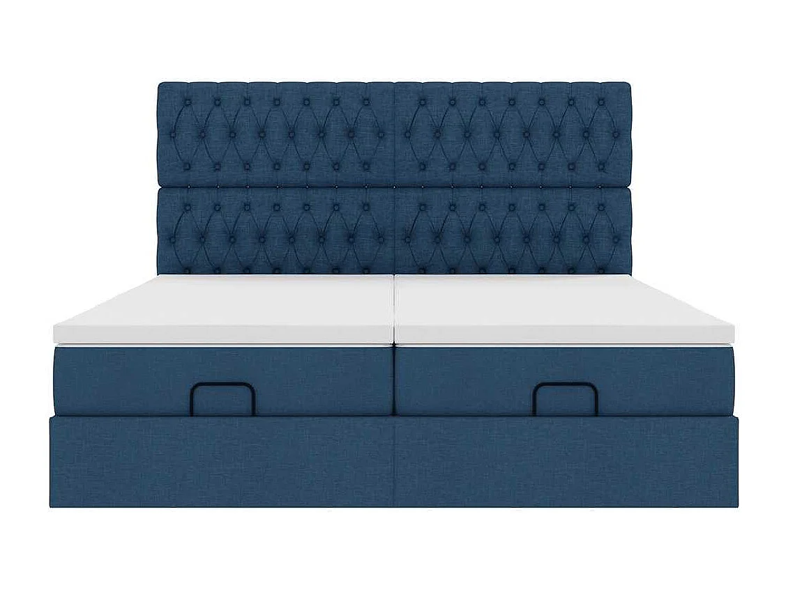 Cadre de lit ottoman avec matelas bleu 180x200 cm tissu
