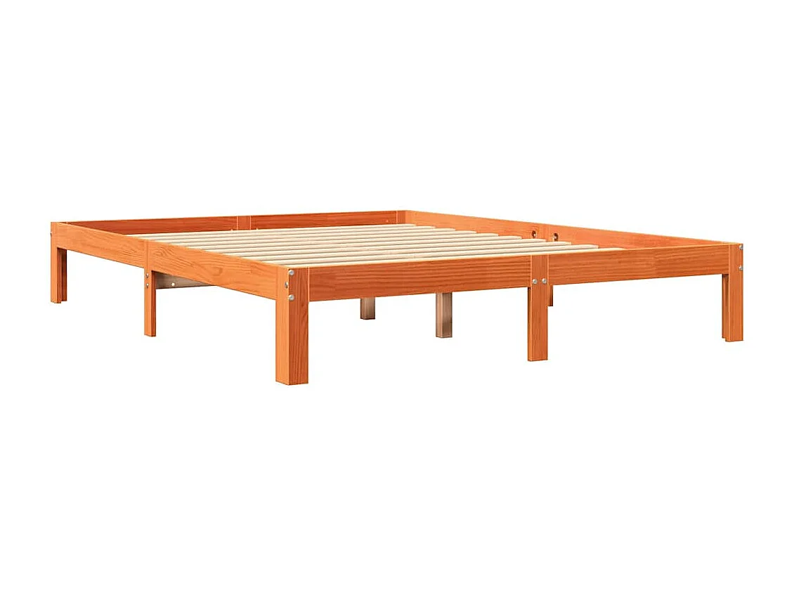 Lit bibliothèque sans matelas cire marron 140x200 cm pin massif