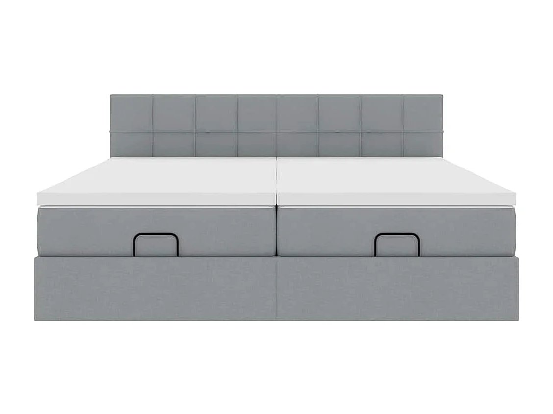 Cadre de lit ottoman et matelas gris clair 160x200cm tissu