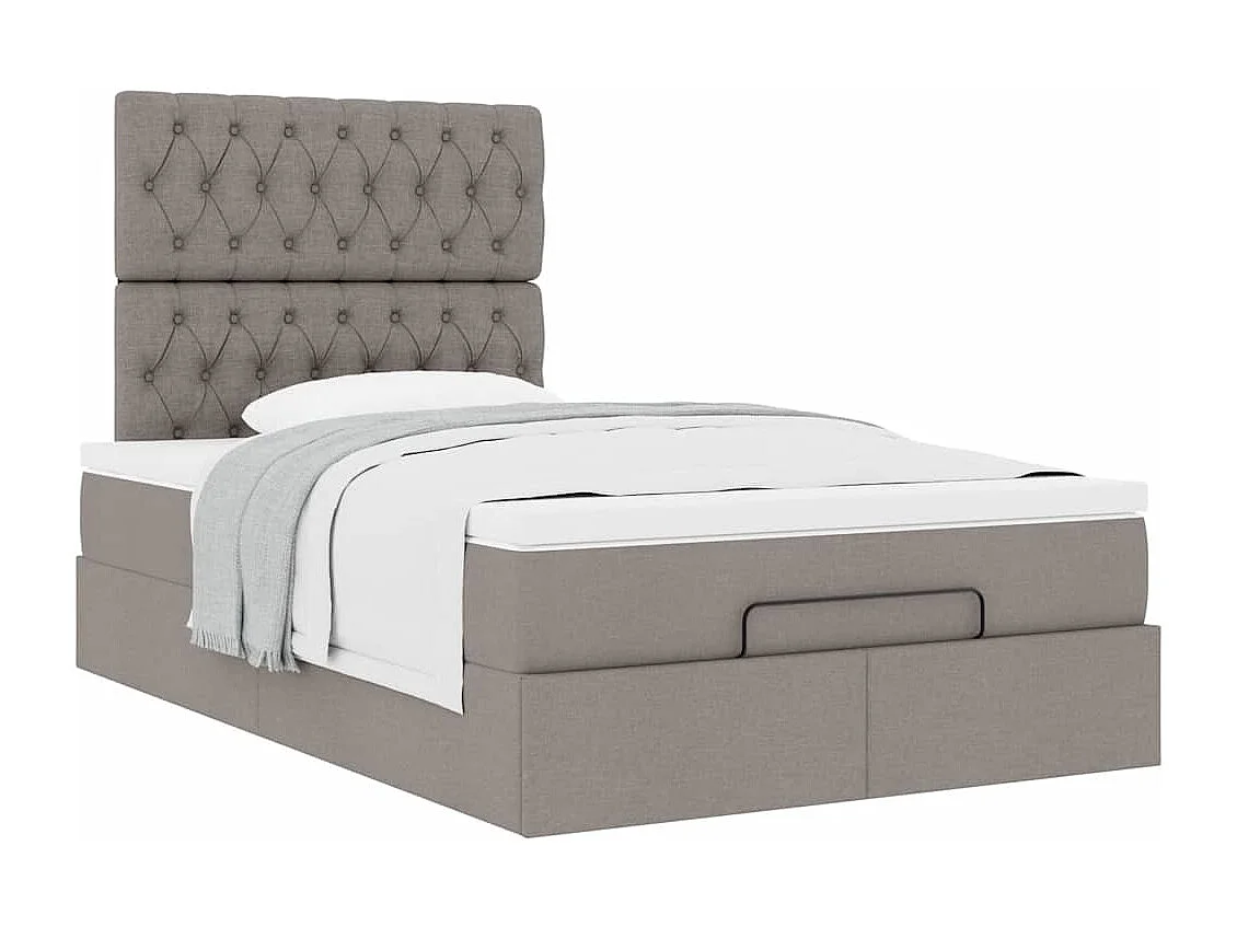 Cadre de lit ottoman avec matelas taupe 120x190 cm tissu
