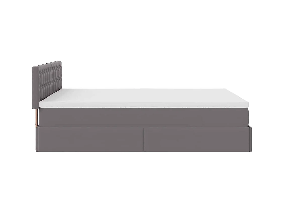Cadre de lit ottoman avec matelas gris 140x200 cm similicuir