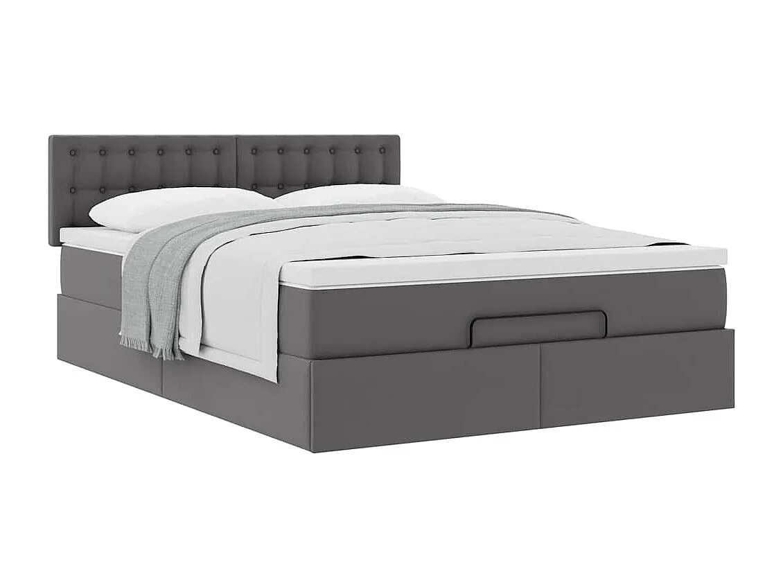 Ottoman bed met matras 140x200cm kunstleer grijs