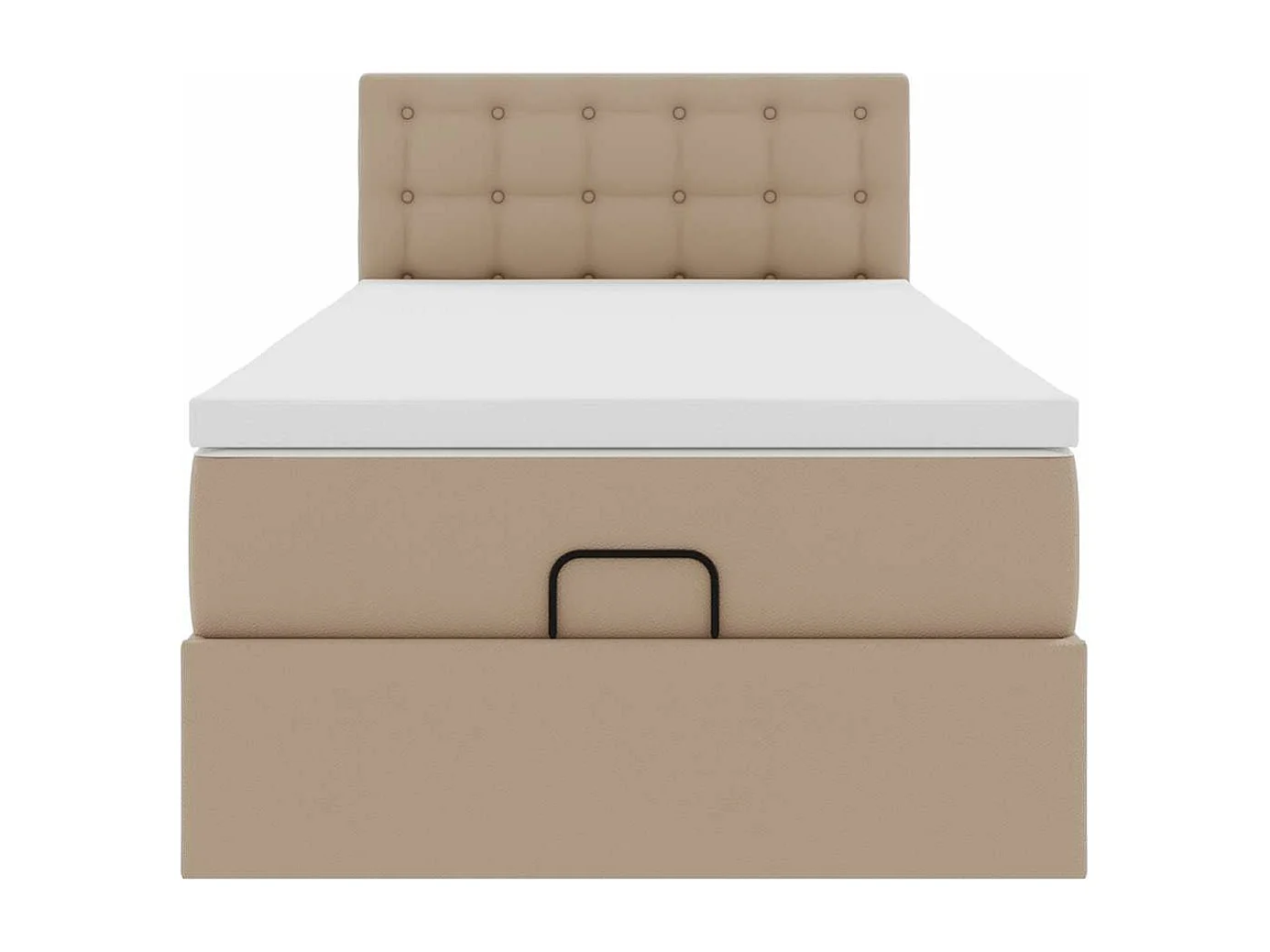 Estructura cama otomana colchón cappucino cuero sintético