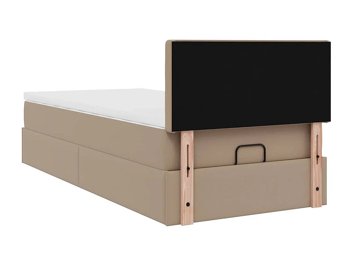 Estructura cama otomana colchón cappucino cuero sintético