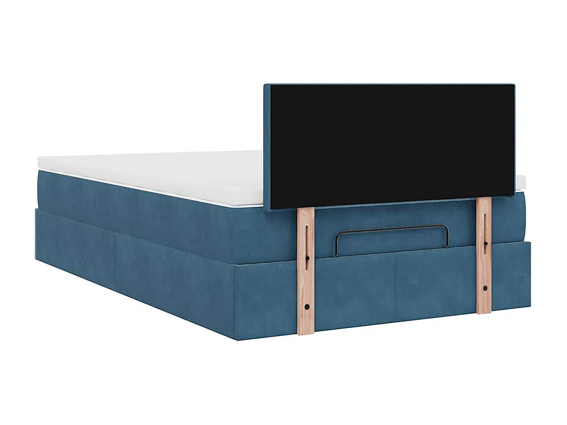 Estructura de cama otomana colchón terciopelo azul oscuro