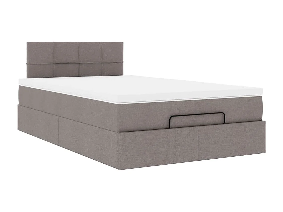 Cadre de lit ottoman avec matelas taupe 120x200 cm tissu
