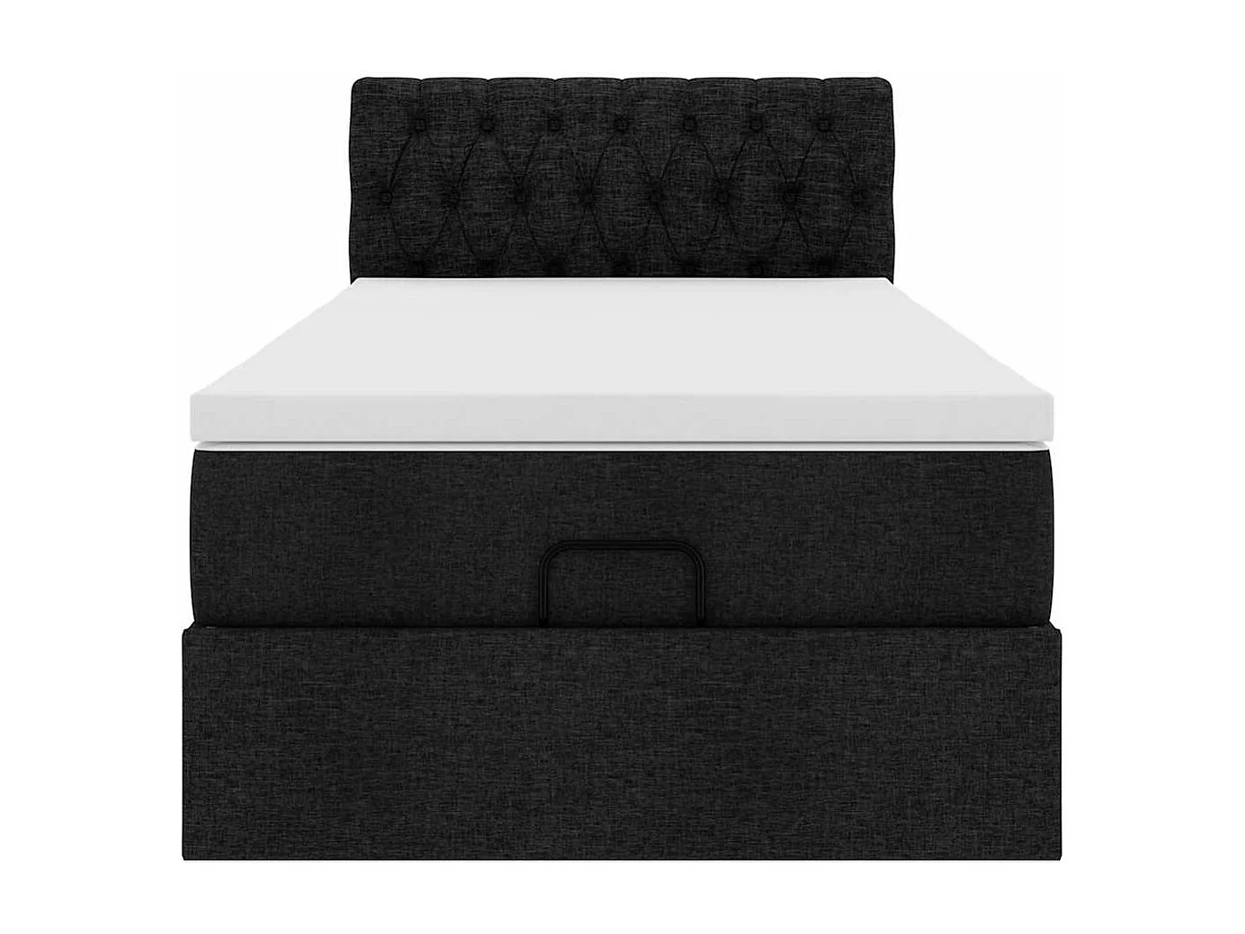 Lit ottoman avec matelas noir 100x200 cm tissu