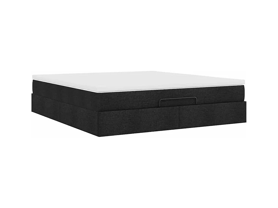 Cadre de lit ottoman avec matelas noir 180x200 cm tissu