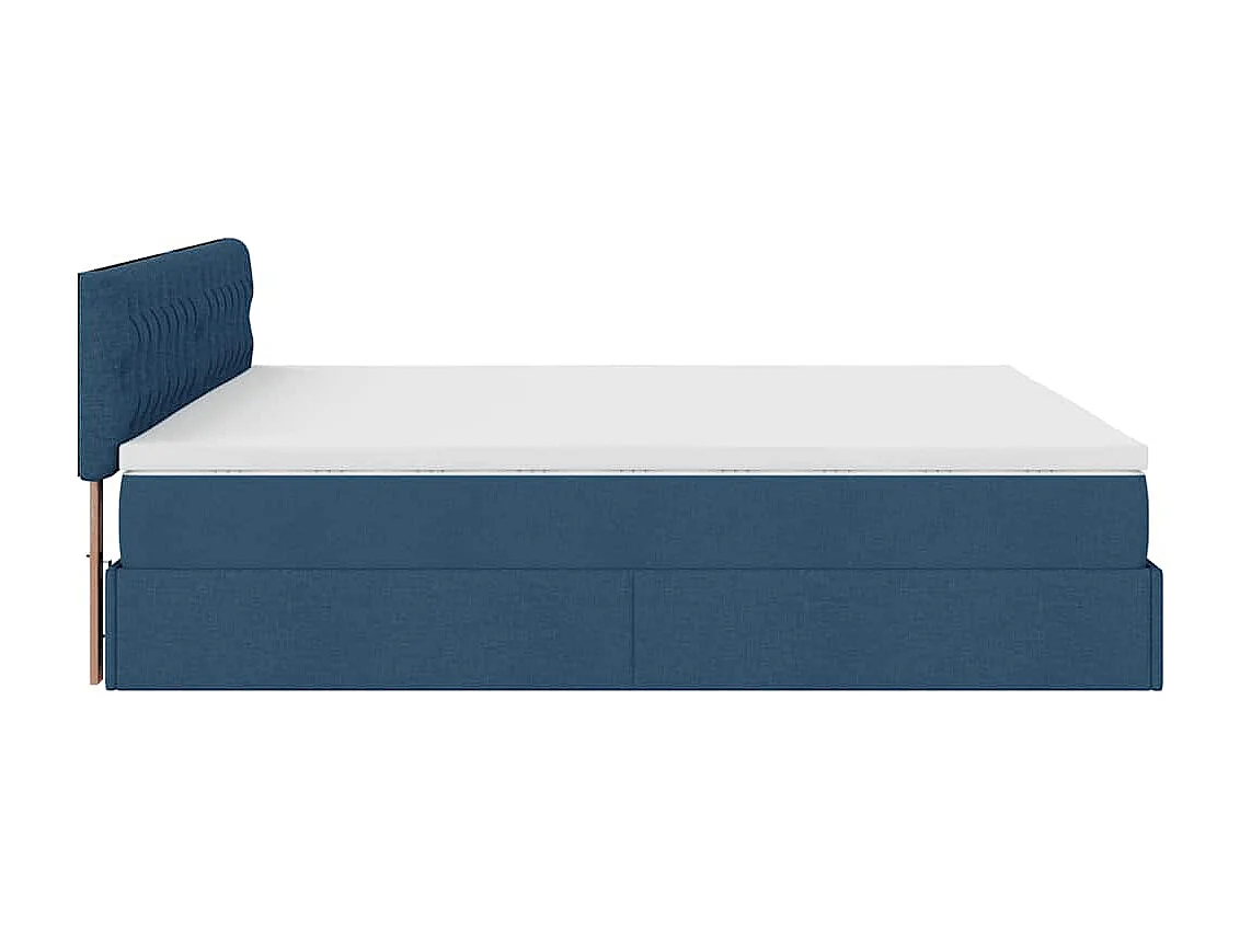 Cadre de lit ottoman avec matelas bleu 200x200cm tissu