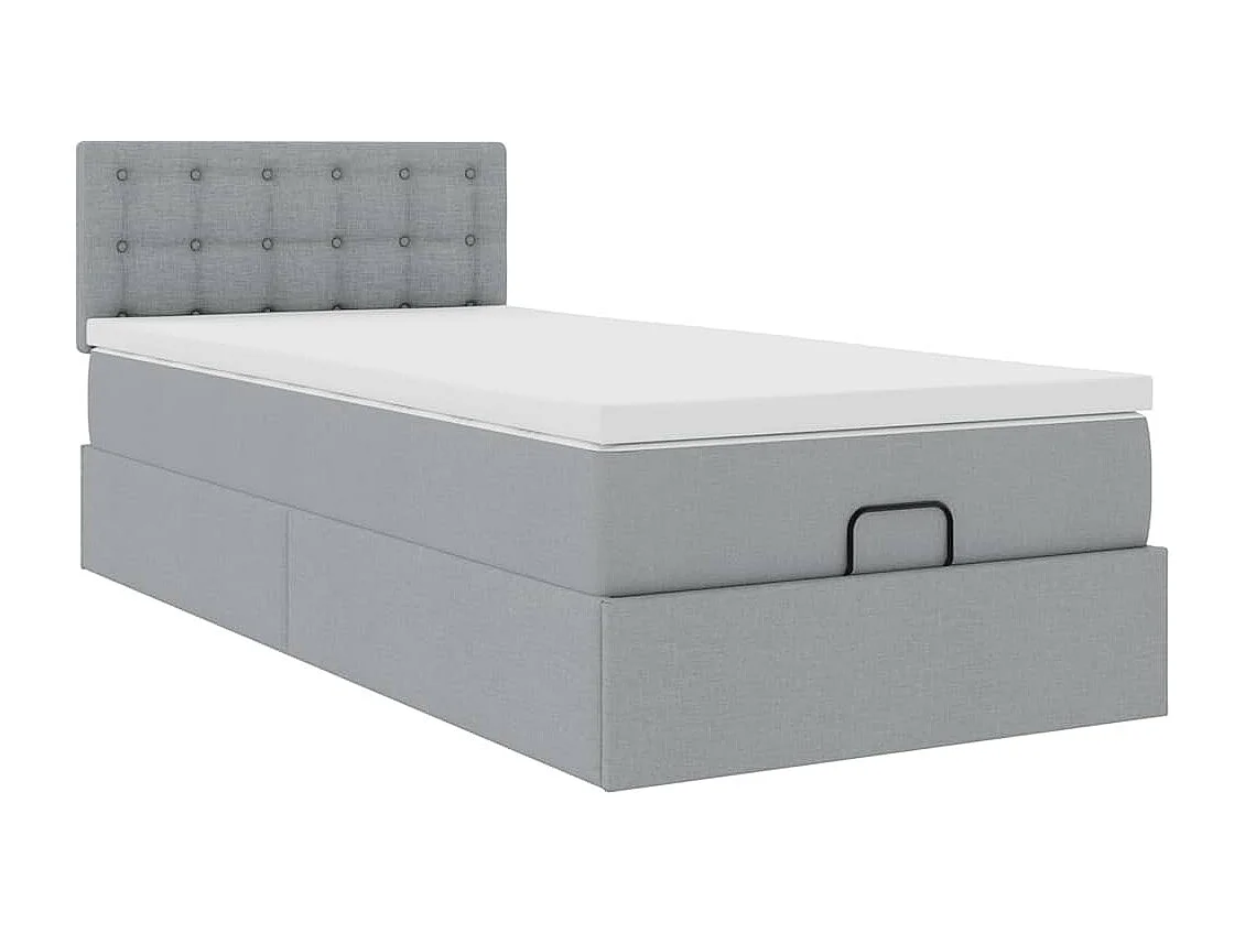 Ottoman bed met matras 80x200cm stof lichtgrijs