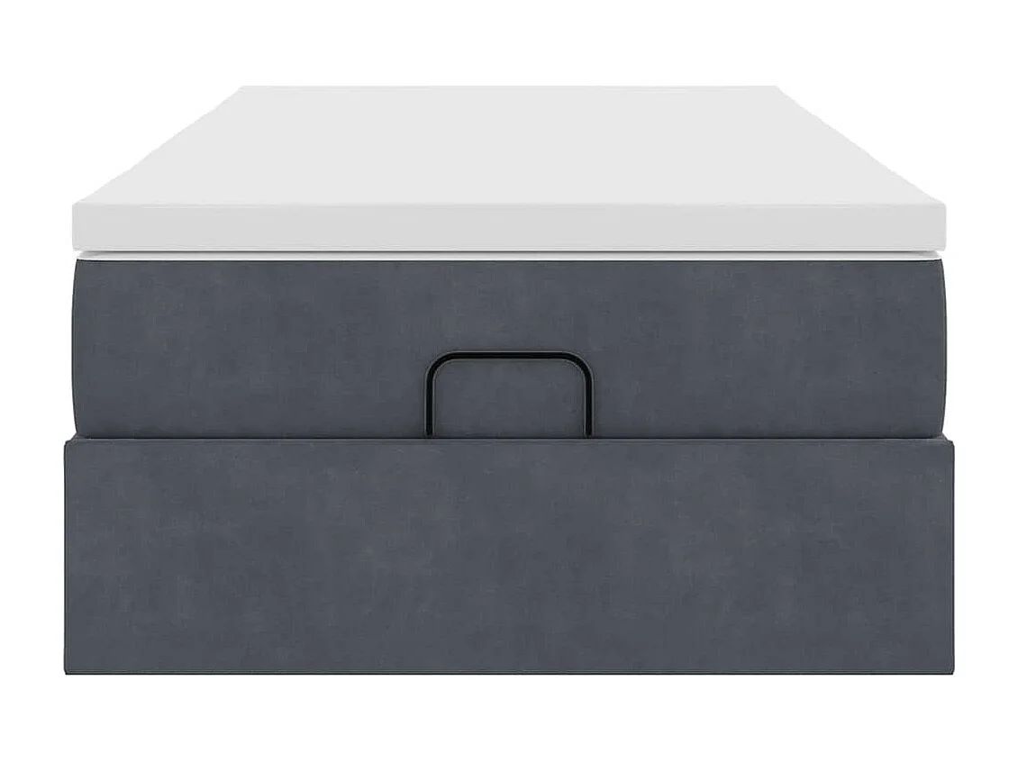 Cadre de lit ottoman avec matelas gris foncé 100x200 cm velours