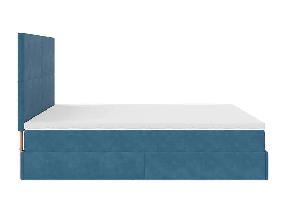 Cadre de lit ottoman avec matelas bleu foncé 160x200 cm velours