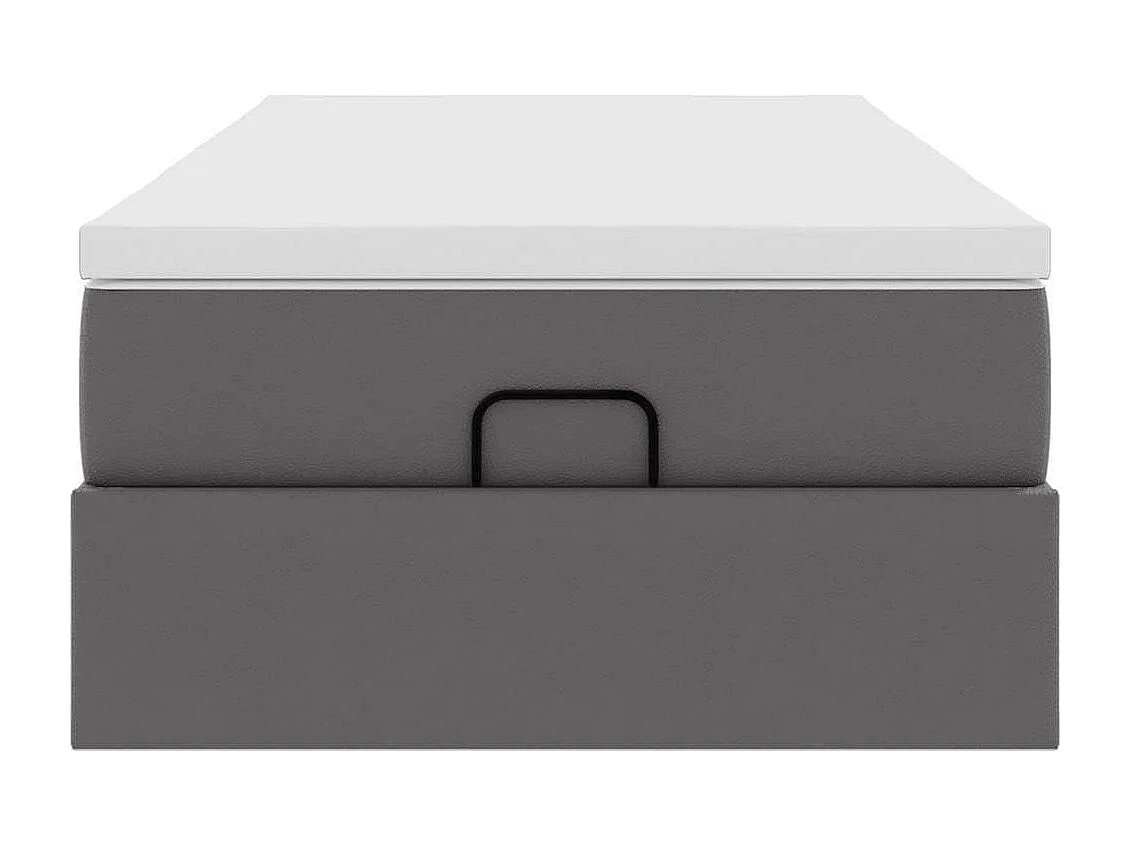 Cadre de lit ottoman avec matelas gris 90x190 cm similicuir