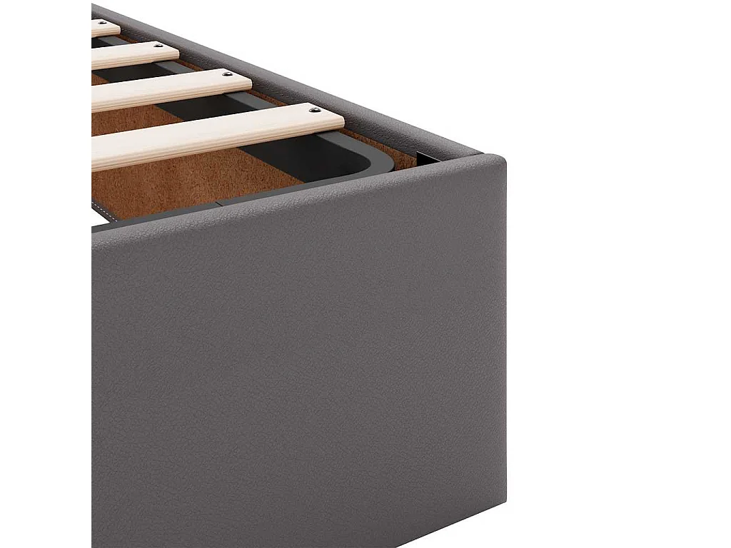Estructura cama otomana colchón cuero sintético gris 90x190 cm