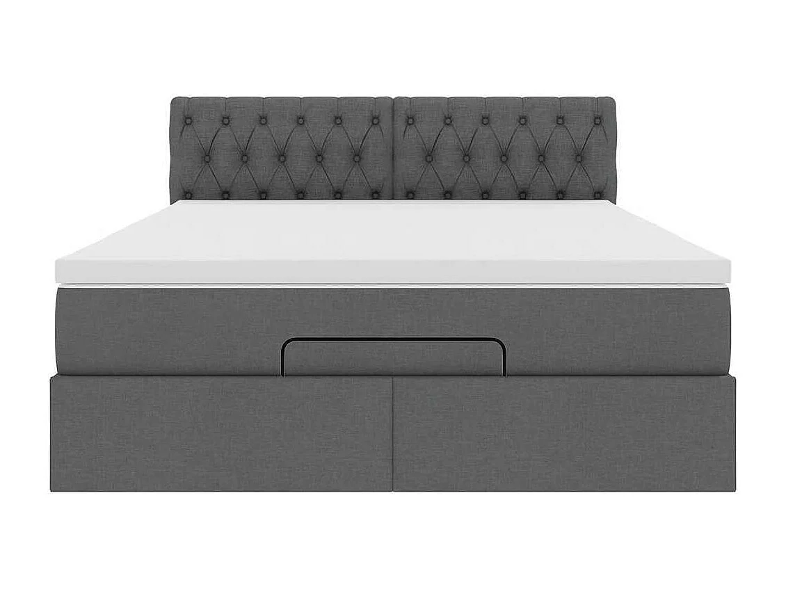 Lit ottoman avec matelas gris foncé 140x200 cm tissu