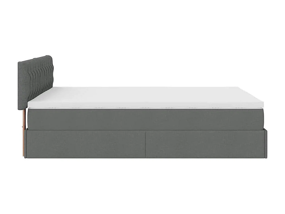Lit ottoman avec matelas gris foncé 140x200 cm tissu
