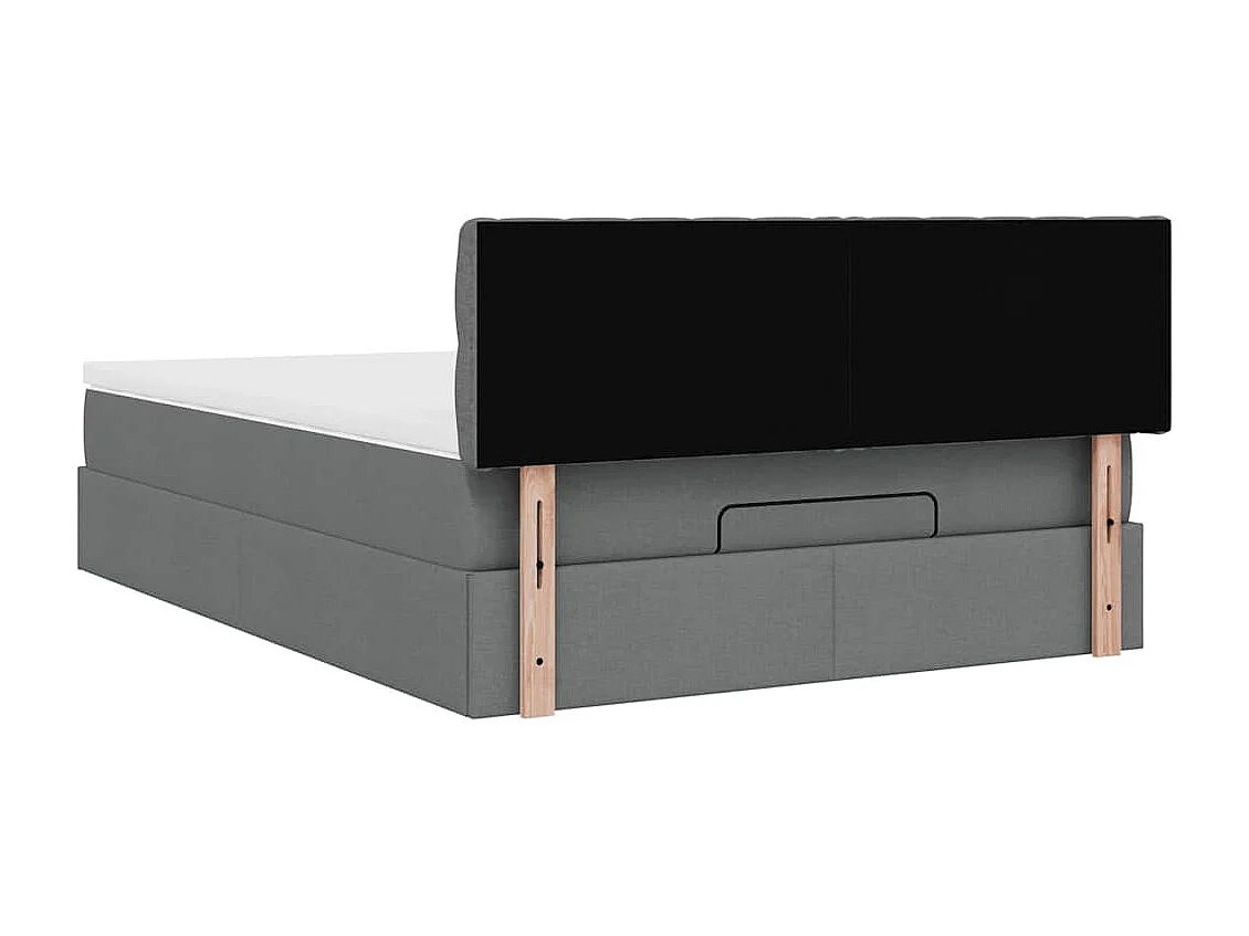 Lit ottoman avec matelas gris foncé 140x200 cm tissu