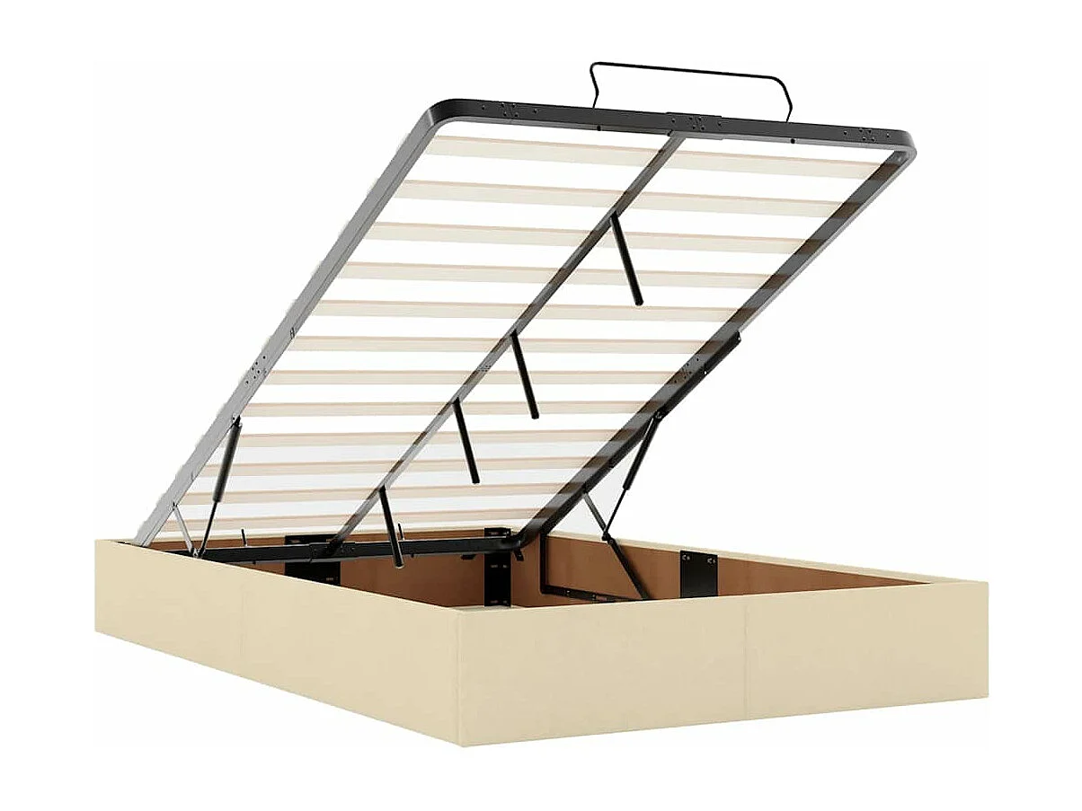 Estructura de cama otomana colchón tela crema 120x190 cm