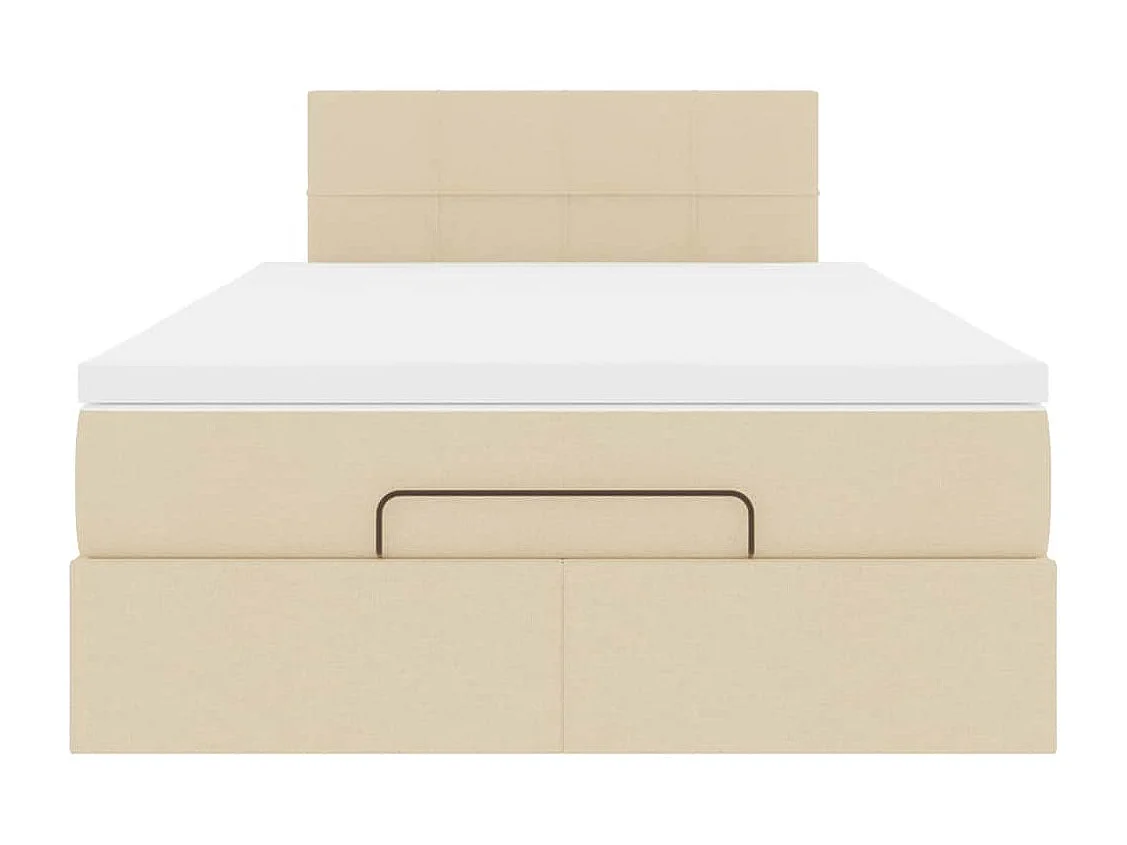 Cadre de lit ottoman avec matelas crème 120x190 cm tissu