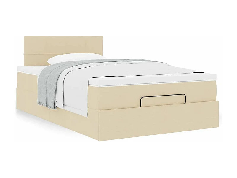 Cadre de lit ottoman avec matelas crème 120x190 cm tissu