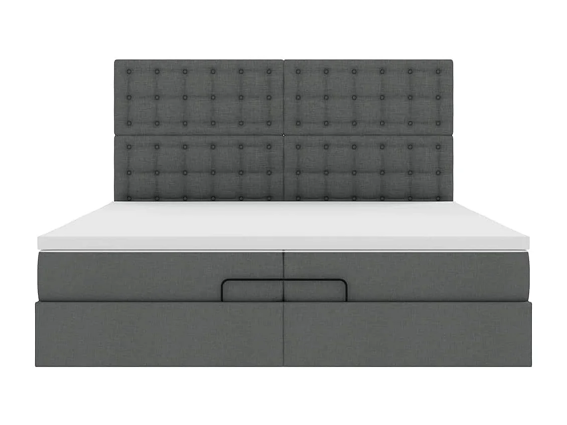 Cadre de lit ottoman avec matelas gris foncé 200x200cm tissu