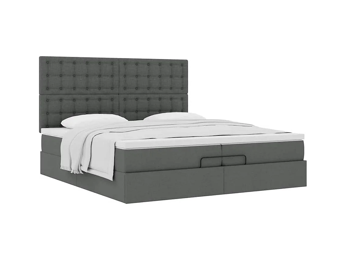 Estructura cama otomana colchones tela gris oscuro 200x200cm
