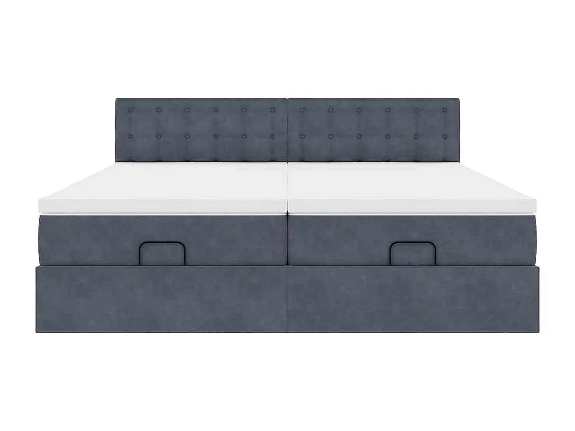Cadre de lit ottoman avec matelas gris foncé 180x200cm velours
