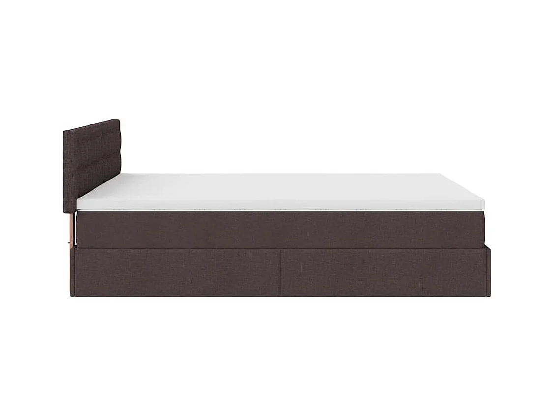 Cadre de lit ottoman avec matelas marron foncé 140x200 cm tissu