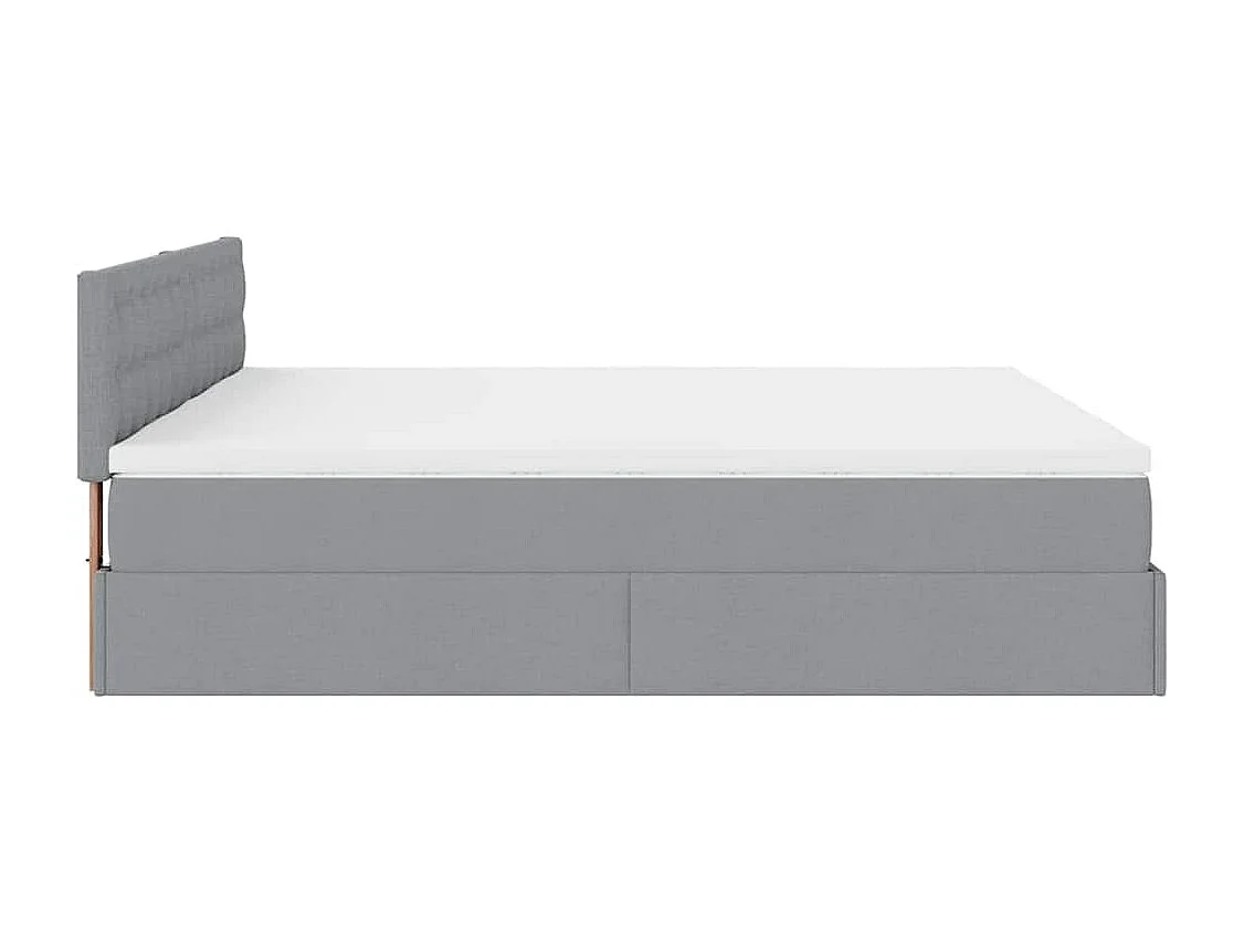 Ottoman bed met matrassen en LED's 200x200cm stof lichtgrijs