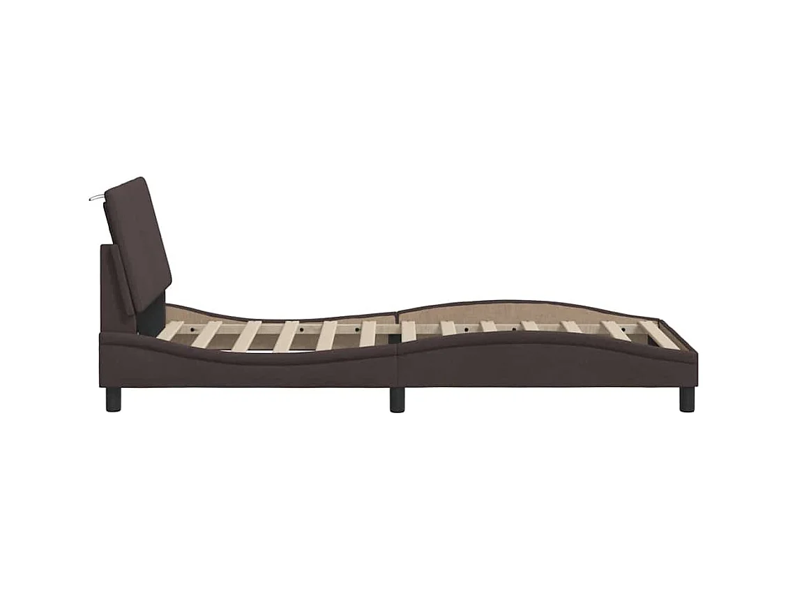 Cadre de lit sans matelas marron foncé 80x200 cm tissu