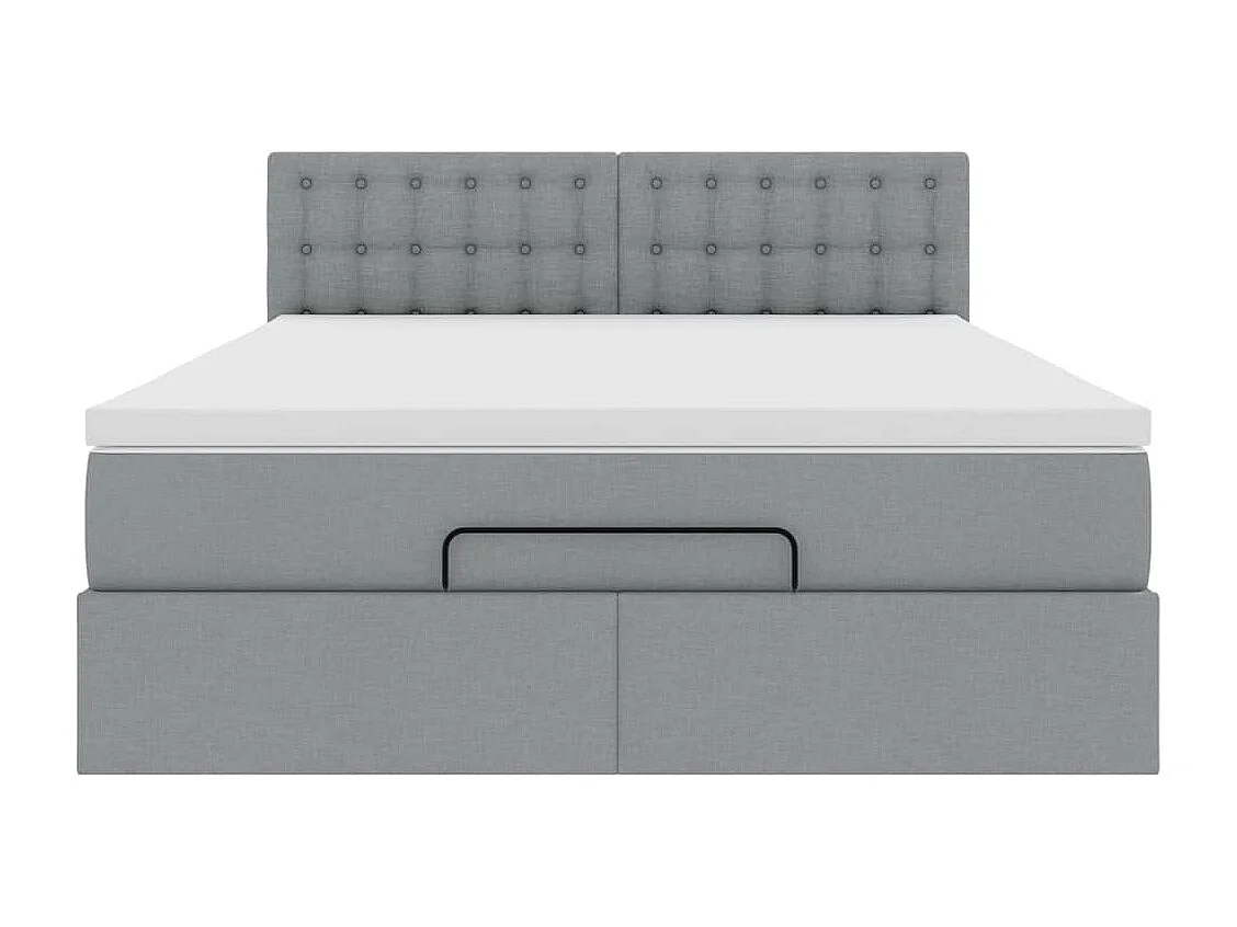 Estructura cama otomana colchón tela gris claro 140x200cm