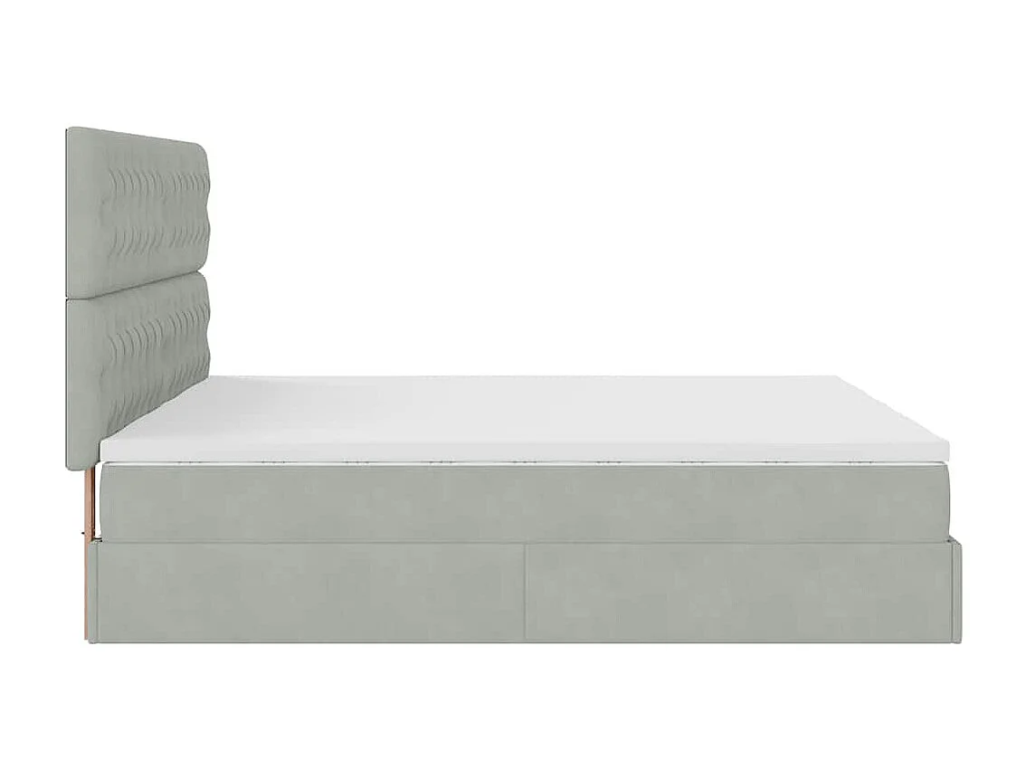 Cadre de lit ottoman avec matelas gris clair 200x200 cm velours