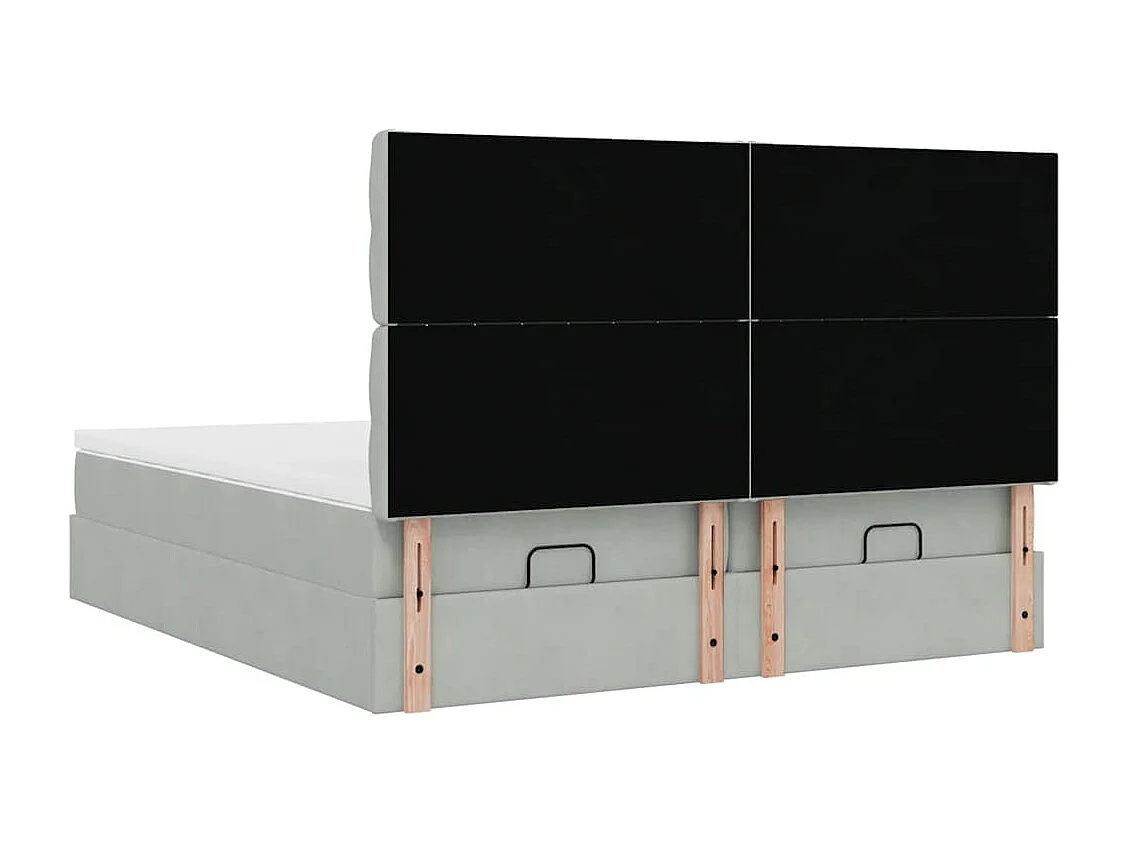 Estrutura cama otomana colchões 200x200cm veludo cinzento claro