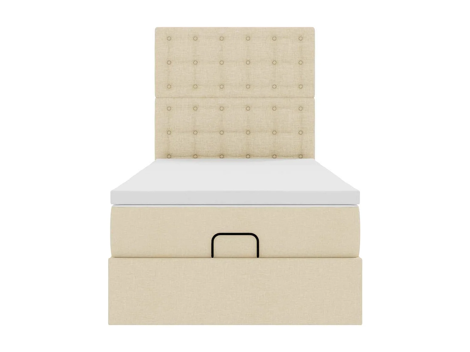 Cadre de lit ottoman avec matelas crème 90x190 cm tissu