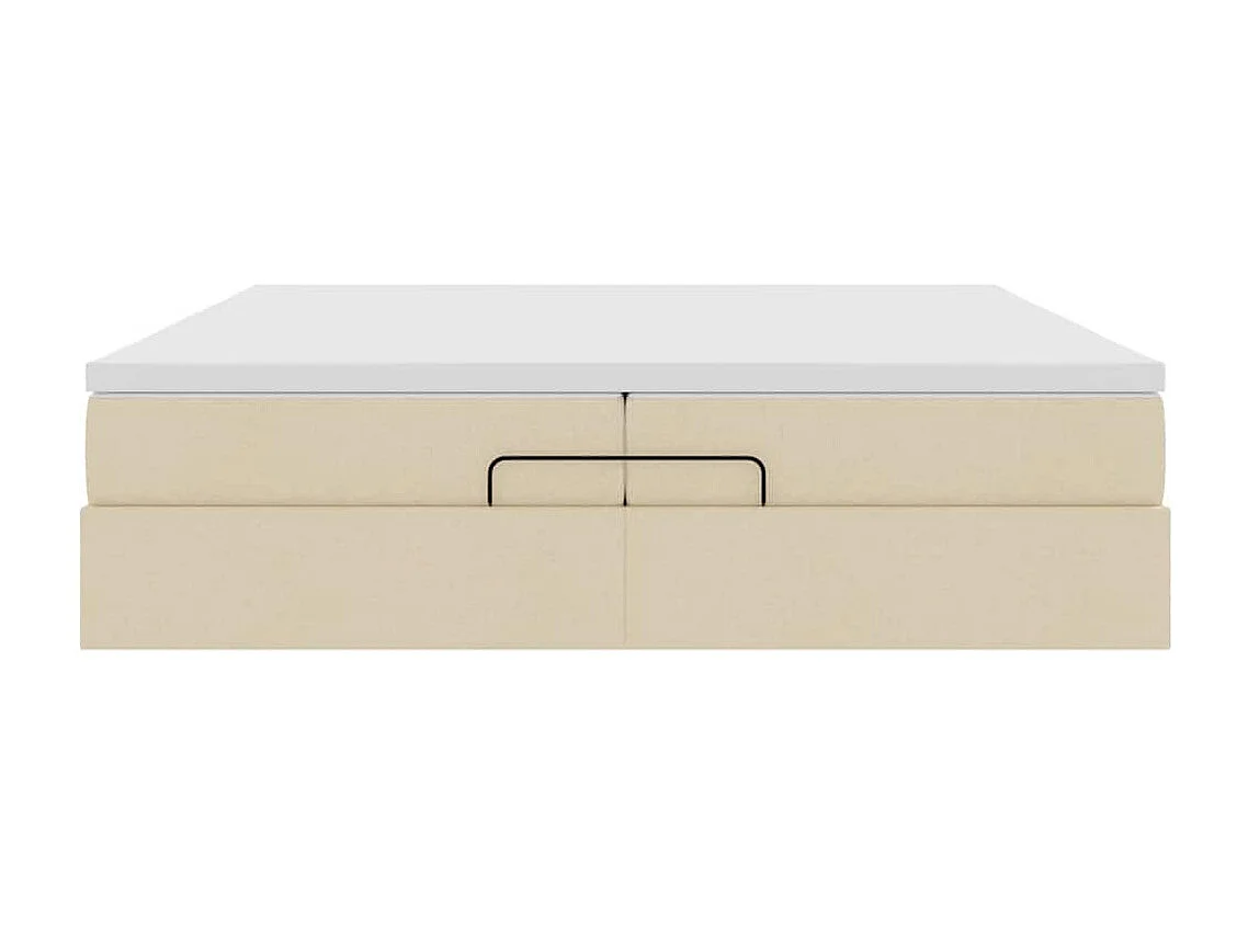 Cadre de lit ottoman avec matelas crème 200x200cm tissu