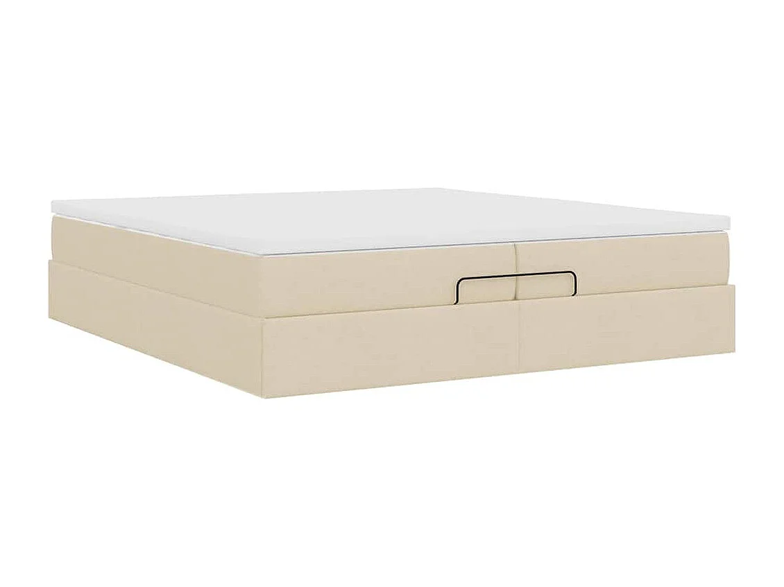 Cadre de lit ottoman avec matelas crème 200x200cm tissu